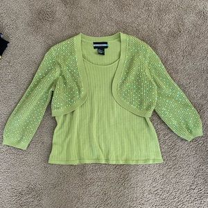 Green cardigan/ tank combo (connected) L